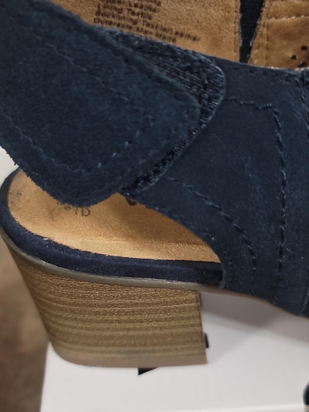 SONOMA Navy Perforated Suede Peep-Toe Block Heel Sandals - Picture 6 of 7